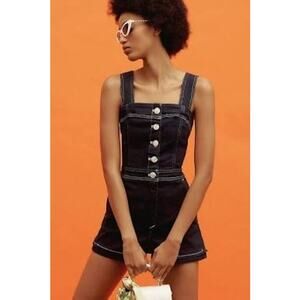 Anthropologie Maeve Denim Edition Portside Button-Front Romper Blue Size 12 NWT